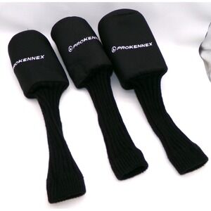 Pro Kennex Golf Driver Head Covers with Long Knit Neck 1 3 & 5 Black Set of 3